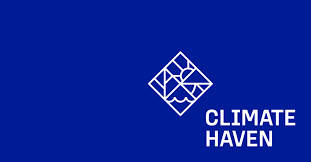 Climate Haven blue background with logo