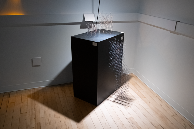 Reciprocating Frame, Entangled Pathways, and Orthogonal Drift by Jason Nuttle (YC ’25), in Structure, Noise, Lines, and Blobs, CCAM ISOVIST Gallery, CCAM Open House (8/28/2025), photo by Sam Gulliver